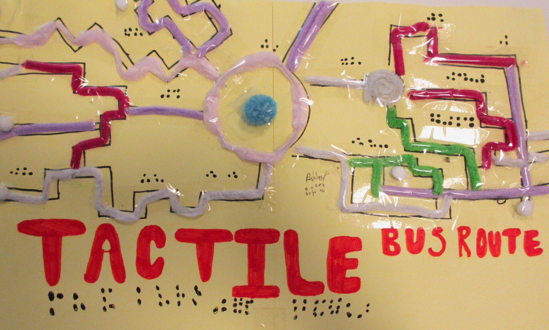 tactile bus route sign designed by Y10 students at Leeds East Academy