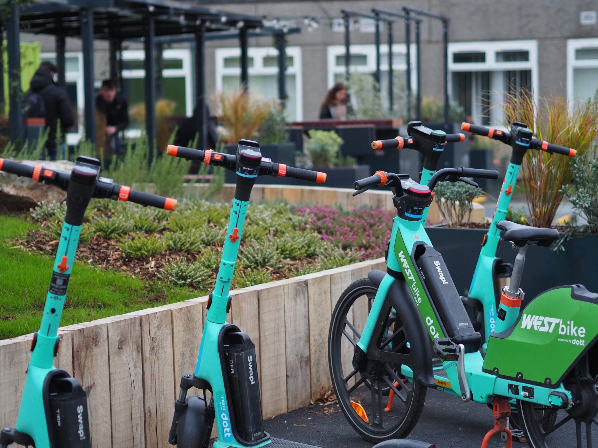 bike and e-scooter hire at a mobility hub